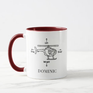 Cute Helicopter Four Forces Illustration Doodle Mug