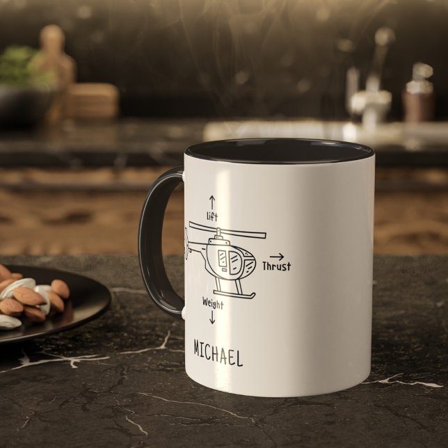 Cute Helicopter Illustration Personalised Coffee M Mug (Creator Uploaded)