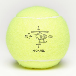 Cute Helicopter Illustration Personalised Tennis Balls