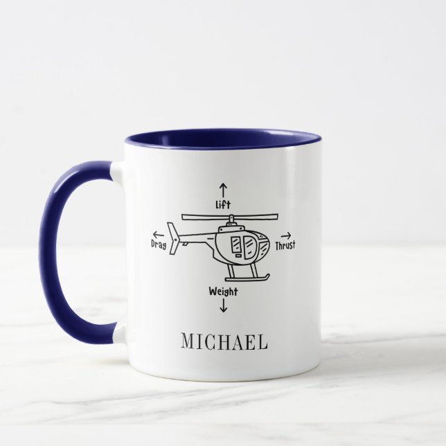 Cute Helicopter Pilot Retirement Gift Personalised Mug (Left)
