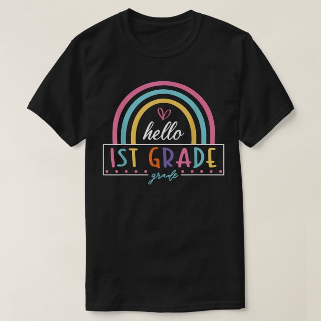 Cute Hello 1st Grade Kinder Team Back to School Te T-Shirt (Design Front)