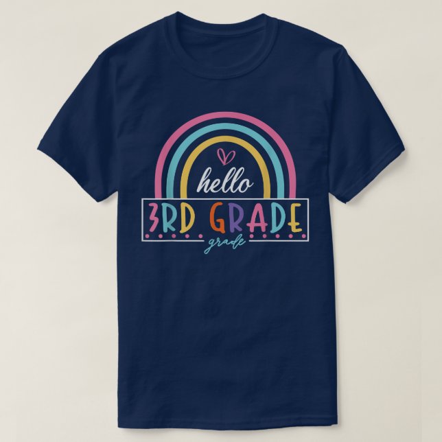 Cute Hello 3rd Grade Kinder Team Back to School Te T-Shirt (Design Front)