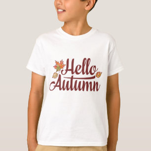 Cute Hello Autumn Fall Foliage T-Shirt