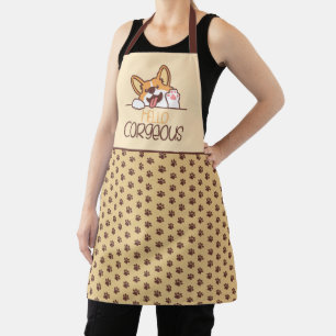 Cute Hello Corgi Dog Apron