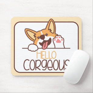Cute Hello Corgi Dog Mouse Mat