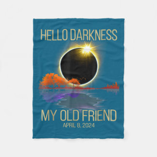 Cute Hello Darkness Solar Eclipse April Fleece Blanket