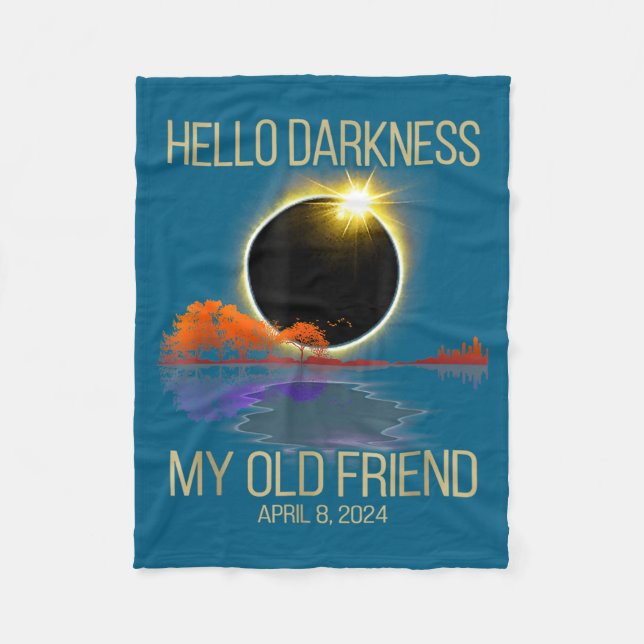 Cute Hello Darkness Solar Eclipse April Fleece Blanket (Front)