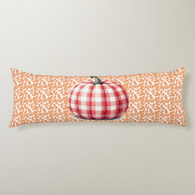 Cute hello fall plaid pumpkin body cushion (Front)