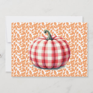 Cute hello fall plaid pumpkin invitation