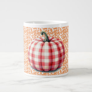 Cute hello fall plaid pumpkin large coffee mug