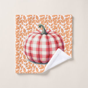 Cute hello fall plaid pumpkin wash cloth