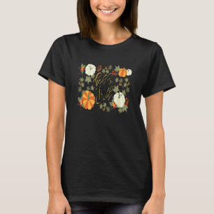 Cute Hello Fall Season Thanksgiving And Fall Colou T-Shirt