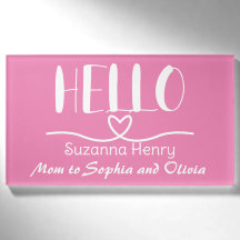 Cute Hello Girl Mum Pink Heart Names