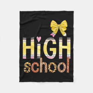 Cute Hello High School Animal Print Teacher Back T Fleece Blanket