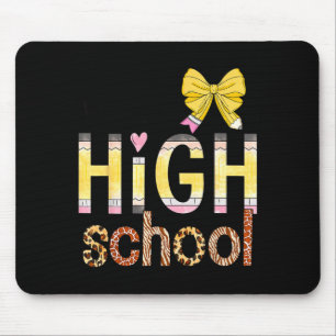 Cute Hello High School Animal Print Teacher Back T Mouse Mat