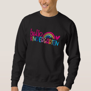 Cute Hello Kindergarten Rainbow Heart Back To Scho Sweatshirt