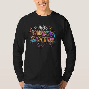 Cute Hello Kindergarten Team Teacher Student Back T-Shirt