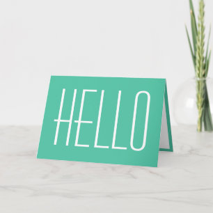 Cute Hello Modern Simple Typography Green White Card
