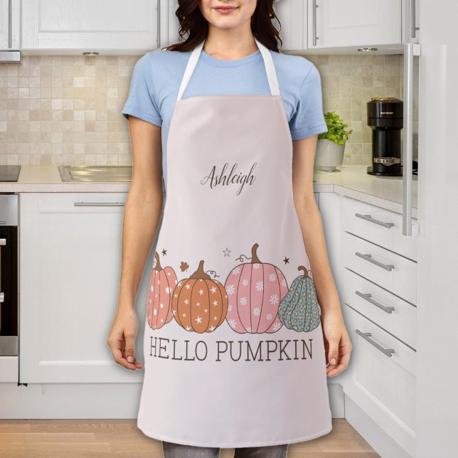Cute Hello Pumpkin Personalised Apron (Cute Hello Pumpkin Personalized Apron)