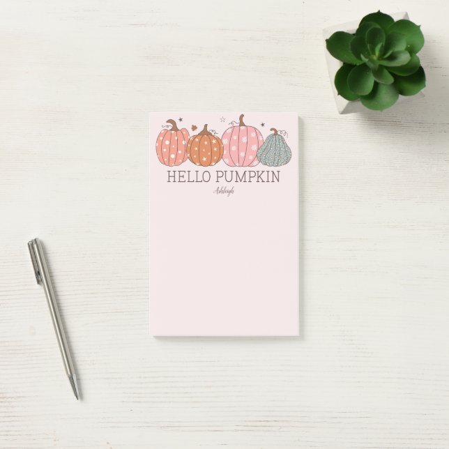 Cute Hello Pumpkin Personalised Post-it Notes (Office)