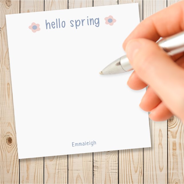 Cute Hello Spring Floral Custom Monogrammed Notepad (Creator Uploaded)
