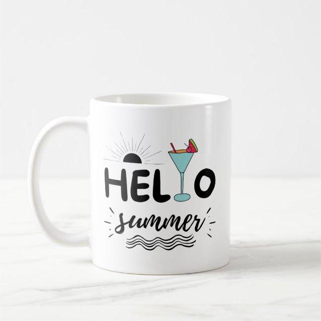 Cute Hello Summer Beach Coffee Mug (Left)