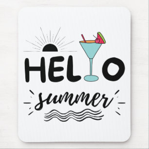 Cute Hello Summer Beach Mouse Mat