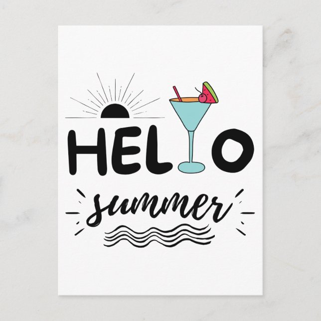 Cute Hello Summer Beach Postcard (Front)