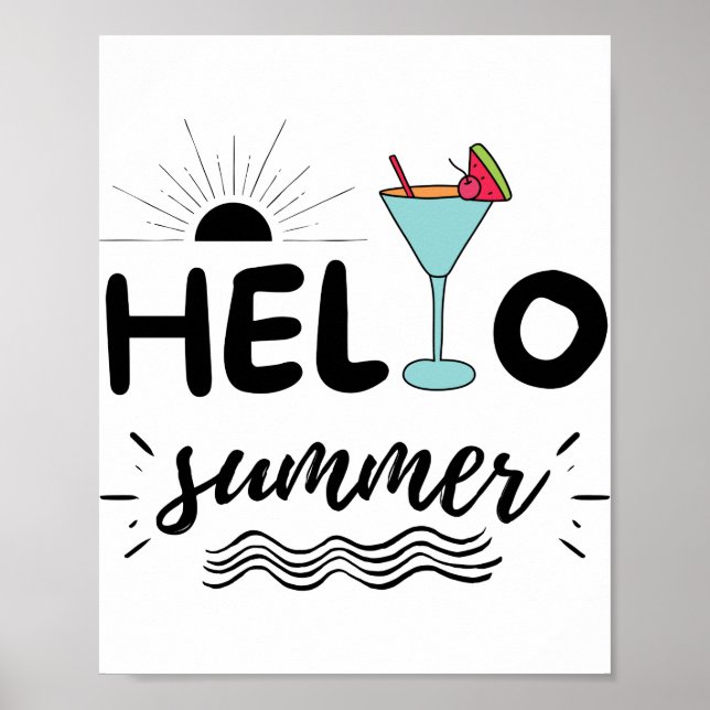 Cute Hello Summer Beach Poster (Front)