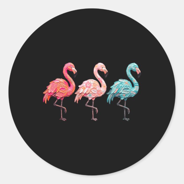 Cute Hello Summer Flamingo Funny Flamingo Lover Classic Round Sticker (Front)
