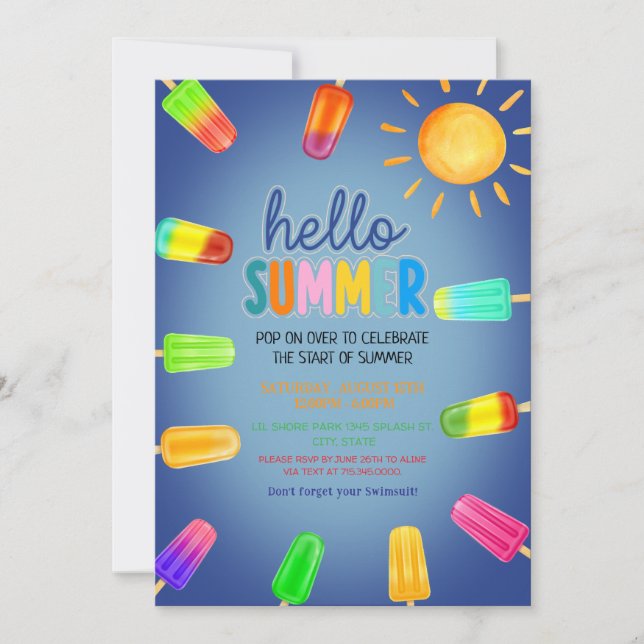 Cute Hello summer Party Invitation (Front)