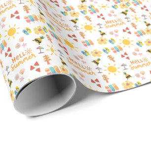 Cute Hello Summer Seamless Pattern Wrapping Paper
