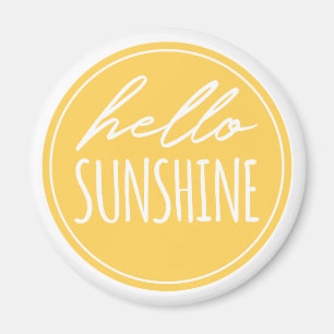 Cute Hello Sunshine Quote Yellow Sun Magnet