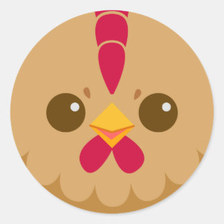 Cute Hen / Chicken Face Classic Round Sticker