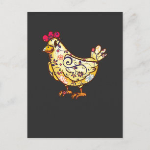 Cute Hen Farming Lover Flower Mom Farm Chicken Hen Postcard