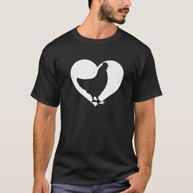 Cute Hen Who Loves Chickens Cool White Heart Vinta T-Shirt (Front)