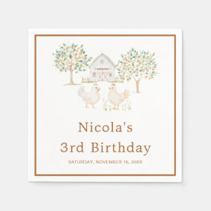 Cute Hens Farm Barn Birthday Party Napkin