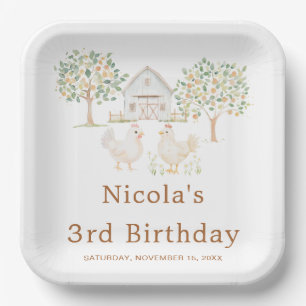 Cute Hens Farm Barn Birthday Party Paper Plate