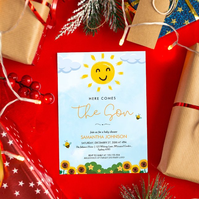 Cute Here Comes The Son Baby Shower invitation (Creator Uploaded)