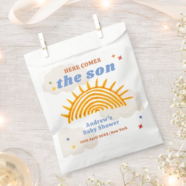 Cute Here Comes The Son Sunshine Baby Shower  Favour Bags (Clipped)