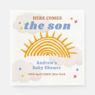 Cute Here Comes The Son Sunshine Baby Shower Napkin