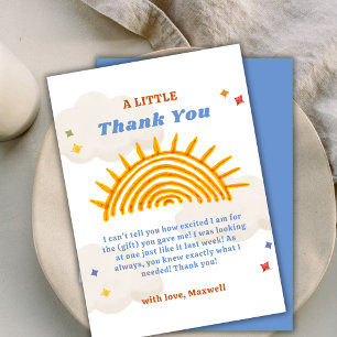 Cute Here Comes The Son Sunshine Baby Shower  Thank You Card