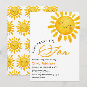 Cute Here comes the Sun Baby Shower Invitation