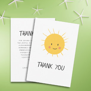 Cute Here Comes The Sun Baby Shower Thank You Card