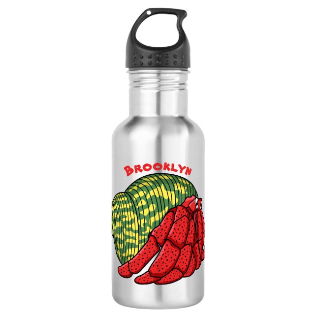 Cute hermit crab cartoon illustration  532 ml water bottle (Front)