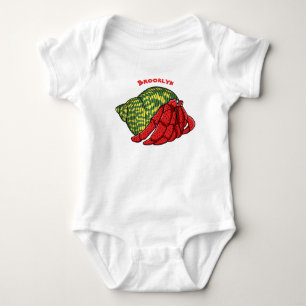Cute hermit crab cartoon illustration baby bodysuit