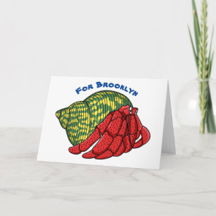 Cute hermit crab cartoon illustration card