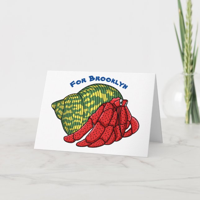 Cute hermit crab cartoon illustration  card (Front)
