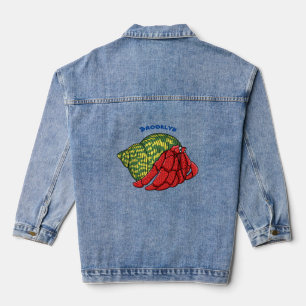 Cute hermit crab cartoon illustration denim jacket