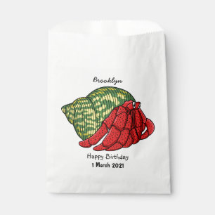 Cute hermit crab cartoon illustration favour bags